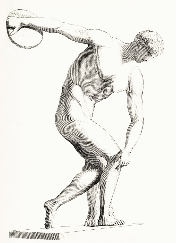 The Discobolus of Myron Greek sculpture From The National Encyclopaedia published c1890 Canvas Art - Ken Welsh Design Pics (12 x 16)