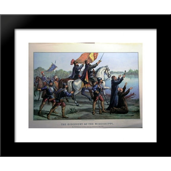 The Discovery of the Mississippi 20x24 Framed Art Print by Currier and Ives