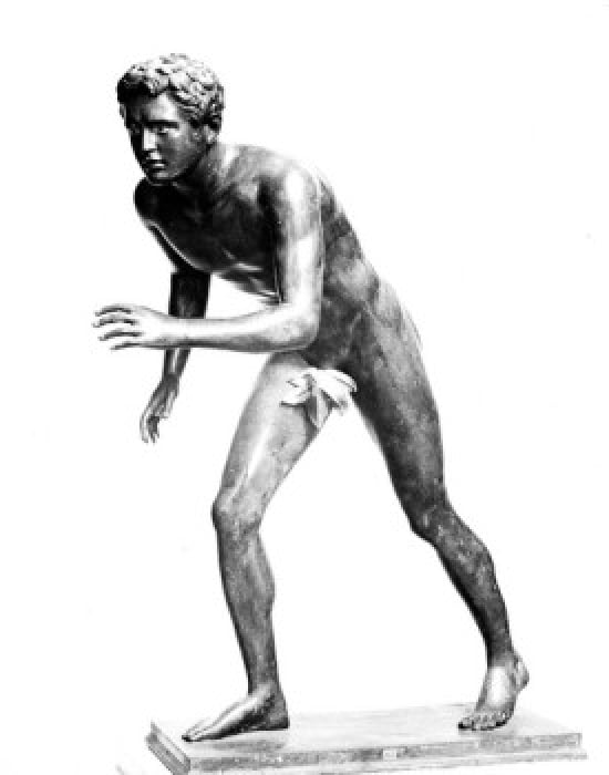 The Discus Thrower by unknown artist bronze sculpture Italy Naples Museo Archeologico Nazionale Canvas Art -  (24 x 36)