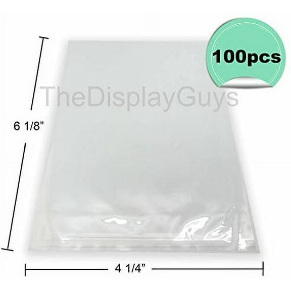 The Display Guys, 100 Pcs 4 1/4" x 6 1/8" Clear Self Adhesive Plastic Bags for 4x6 inches Picture Photo Framing Mats
