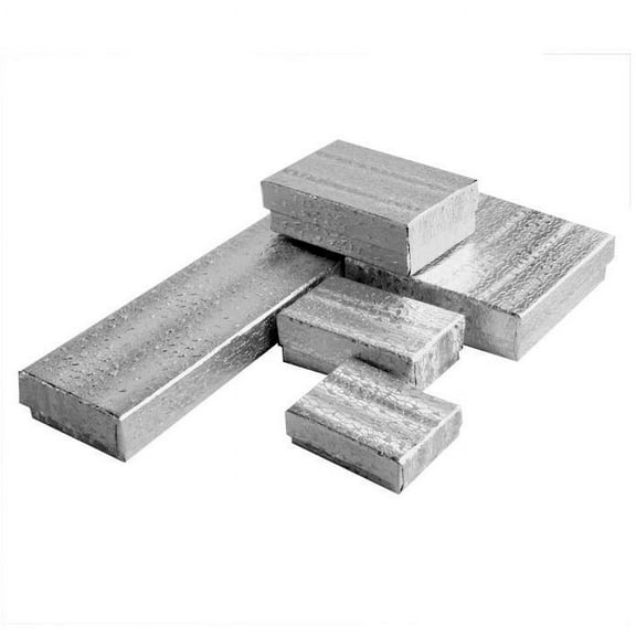 The Display Guys – Cardboard Jewelry Boxes With Cotton – 100 Pack – Silver Foil – #99 (Mix of 5 Sizes, 20pc Each)