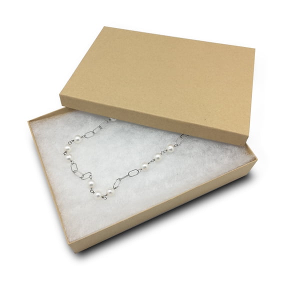 The Display Guys, Pack of 25 Kraft Brown 7 1/8x5 1/8x1 1/8 inches Cotton Filled Cardboard Paper Jewelry Box Gift Display Case (#75)