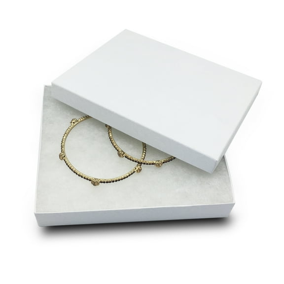 The Display Guys, Pack of 25 White 5 3/8x3 7/8x1 inches Cotton Filled Paper Jewelry Box Gift Display Case (#53)