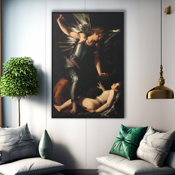 The Divine Eros Defeats the Earthly Eros Giovanni Baglione Dark Academia Decor, Unframed Paper Poster 8x10in