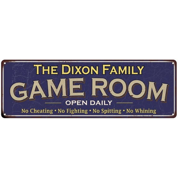 The Dixon Family Blue Game Room Metal 6x18 Sign 106180037187