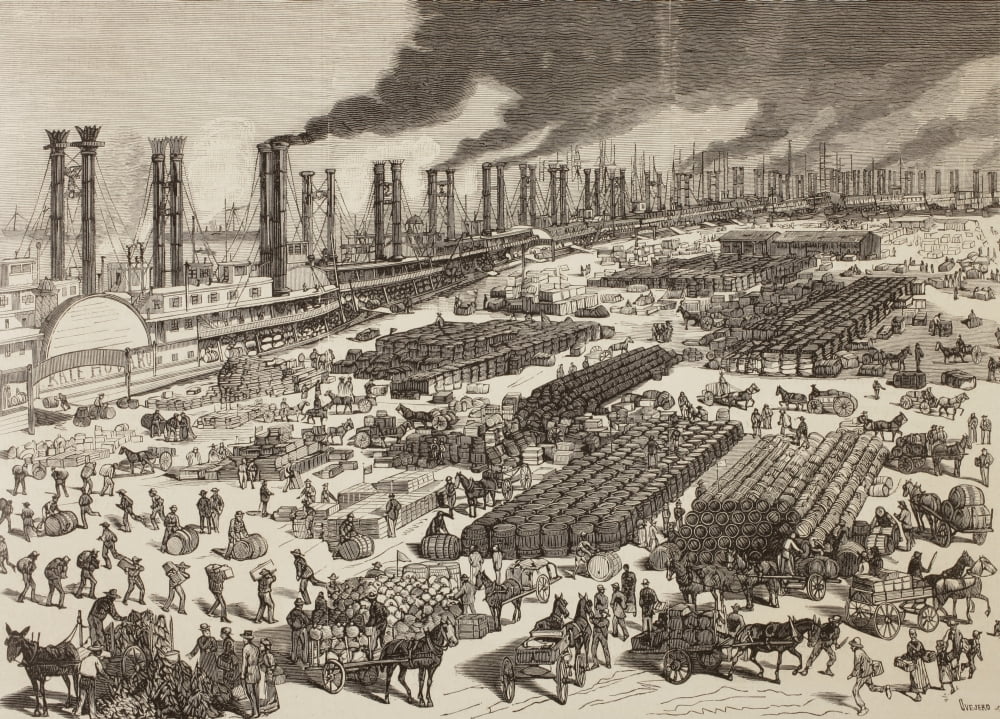 The Docks At New Orleans Usa In 1881 From La Ilustracion Espaola Y Americana Of 1881 Canvas Art - Ken Welsh Design Pics (17 x 12)