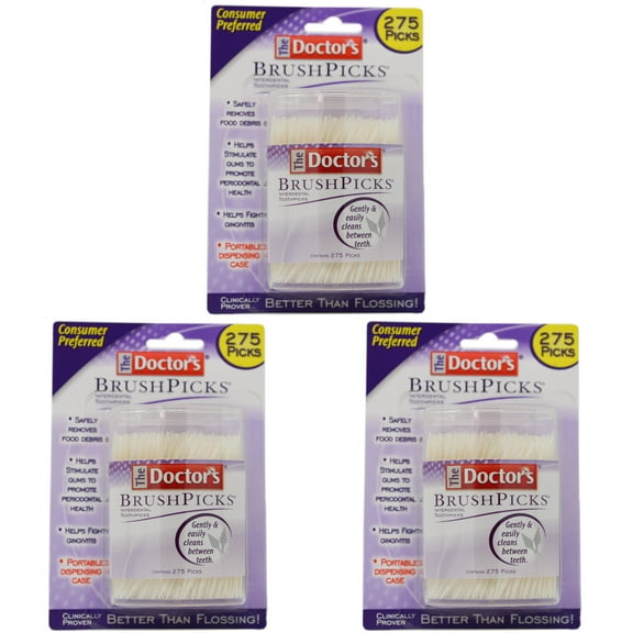 The Doctor's BrushPicks Interdental Toothpicks | Helps Fight Gingivitis | 275 Picks | Pack of 3