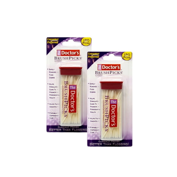 The Doctors BrushPicks, Interdental Brushes and Dental Pick 2-in-1, 120 Toothpicks, - 2 Pack