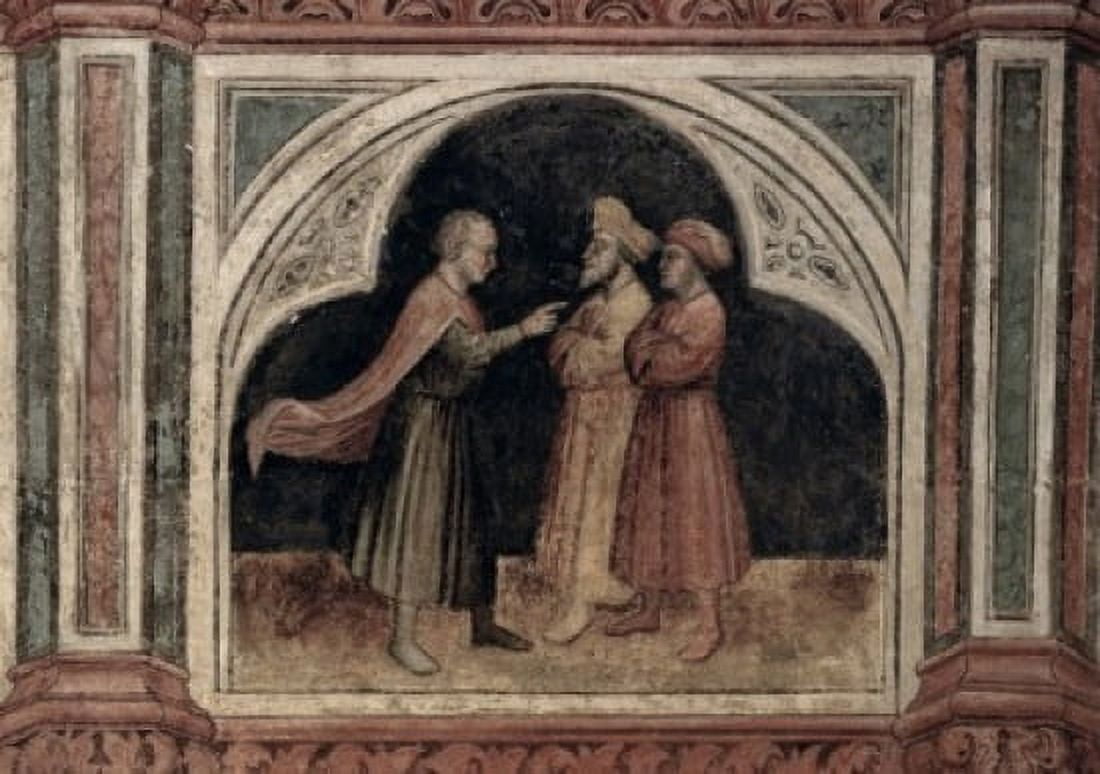 The Doctors Reasoning Together Artist Unknown (Italian) Fresco Palazzo della Ragione Padua Italy Canvas Art - (18 x 24)