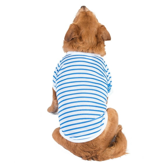 The Dodo Blue and White Striped T-Shirt for Dogs- Medium