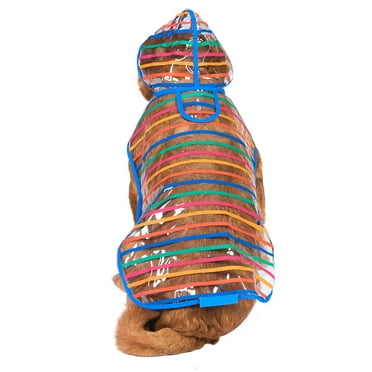The Dodo Striped Clear Raincoat for Dogs -Medium