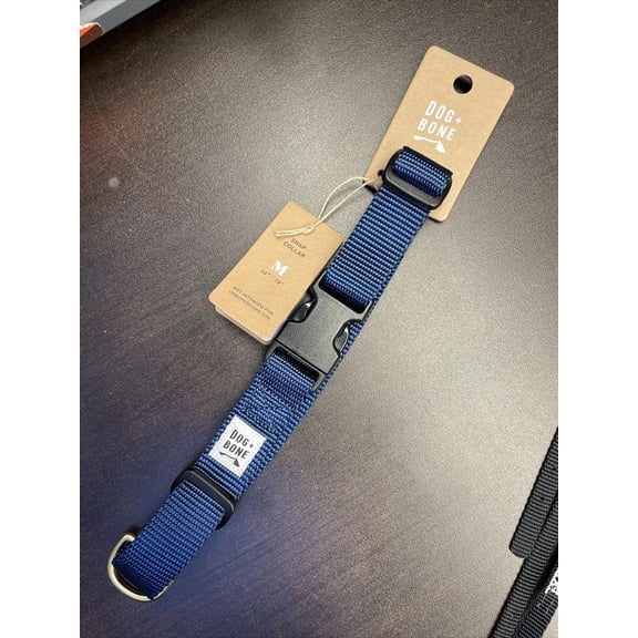 The Dog Bone Dog Snap Collar Size  Med Quality Made-  Navy Blue