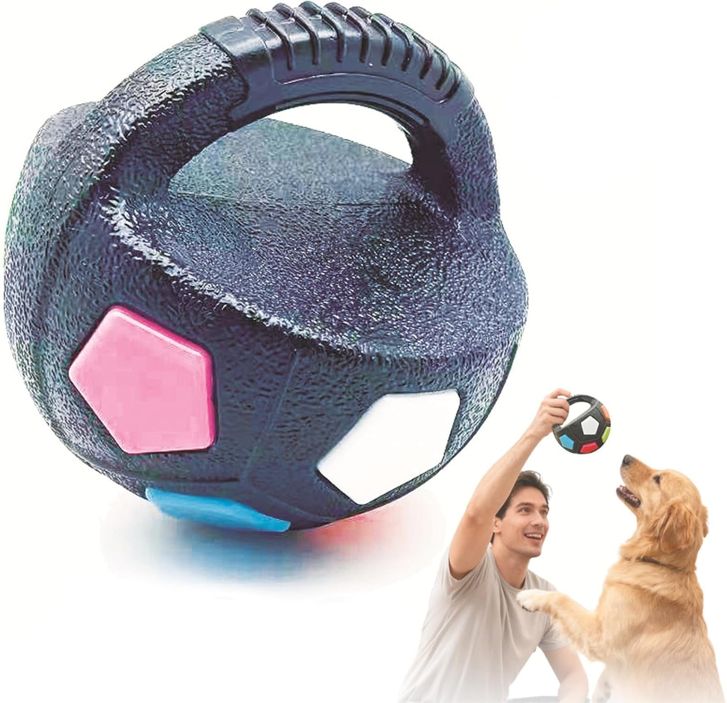The Dog Calming Ball, 2026 New Interactive Dog Toys with Squeaker, Chewable Ball with Handle, for Small Medium Large Dogs Playing