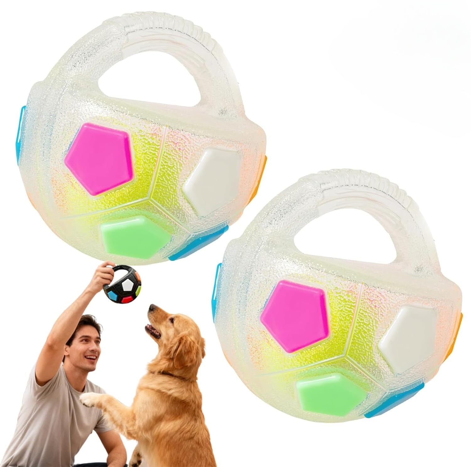 The Dog Calming Ball, 2026 New Interactive Dog Toys with Squeaker, Chewable Ball with Handle, for Small Medium Large Dogs Playing