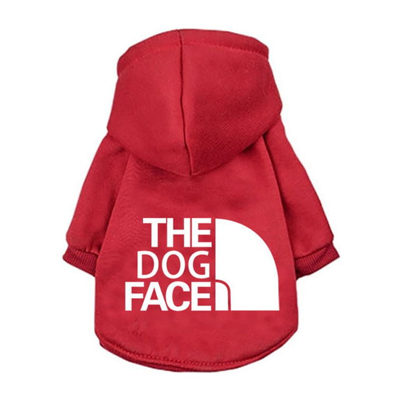 The Dog Face Dog Hoodie for Small Puppy, Red, 2XL