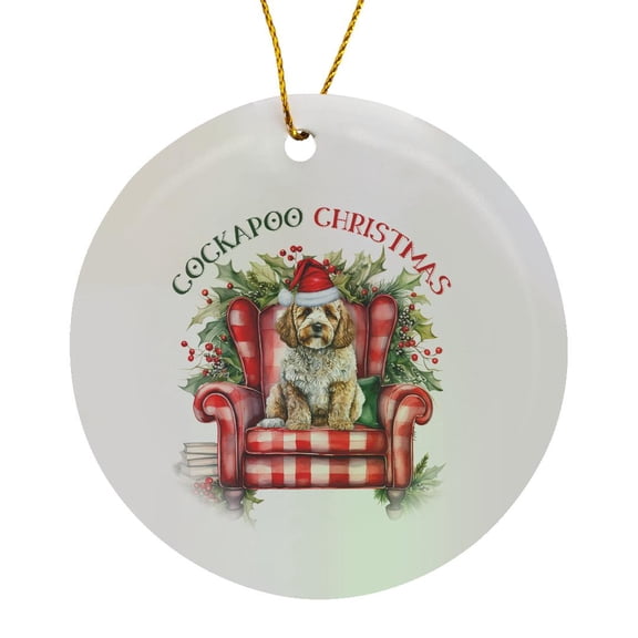 3drose, the Dog Owner of a Cute Cockapoo Is Sure to Smile This Holiday Season, Circle Porcelain Ornament