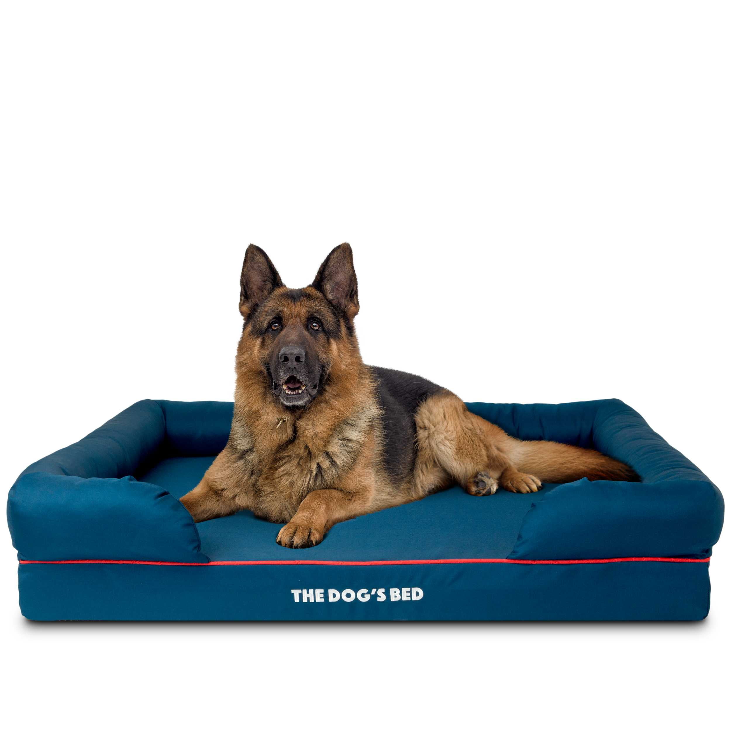 The Dog’s Bed Orthopedic Dog Bed XL Blue with Red Trim, US Flag, 43.5x34, Memory Foam, Pain Relief: Arthritis, Hip & Elbow Dysplasia,Waterproof Washable Cover