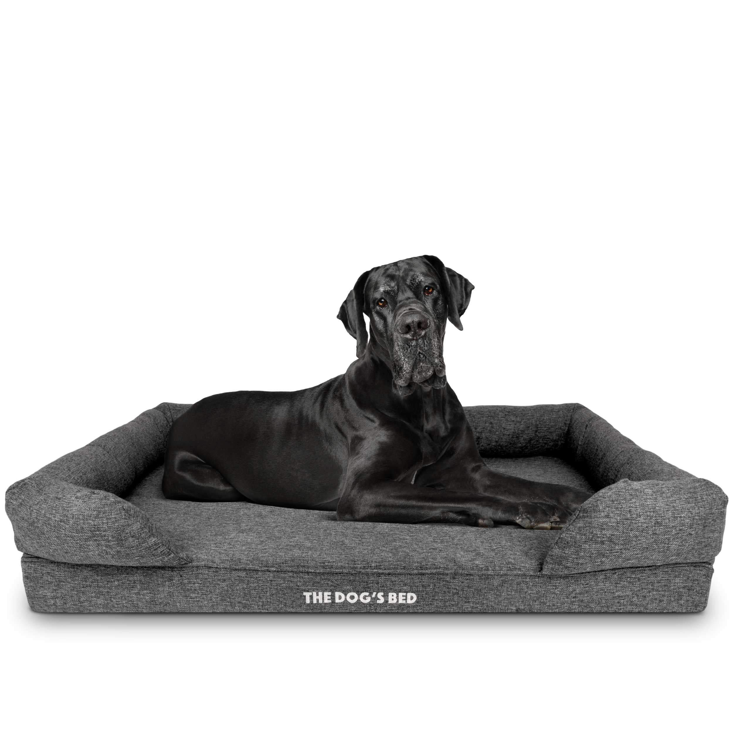 The Dog’s Bed Orthopedic Dog Bed XXL Grey Linen 51.5x39, Premium Memory Foam, Pain Relief: Arthritis, Hip & Elbow Dysplasia, Post Surgery, Lameness, Supportive, Calming, Waterproof Washable Cover