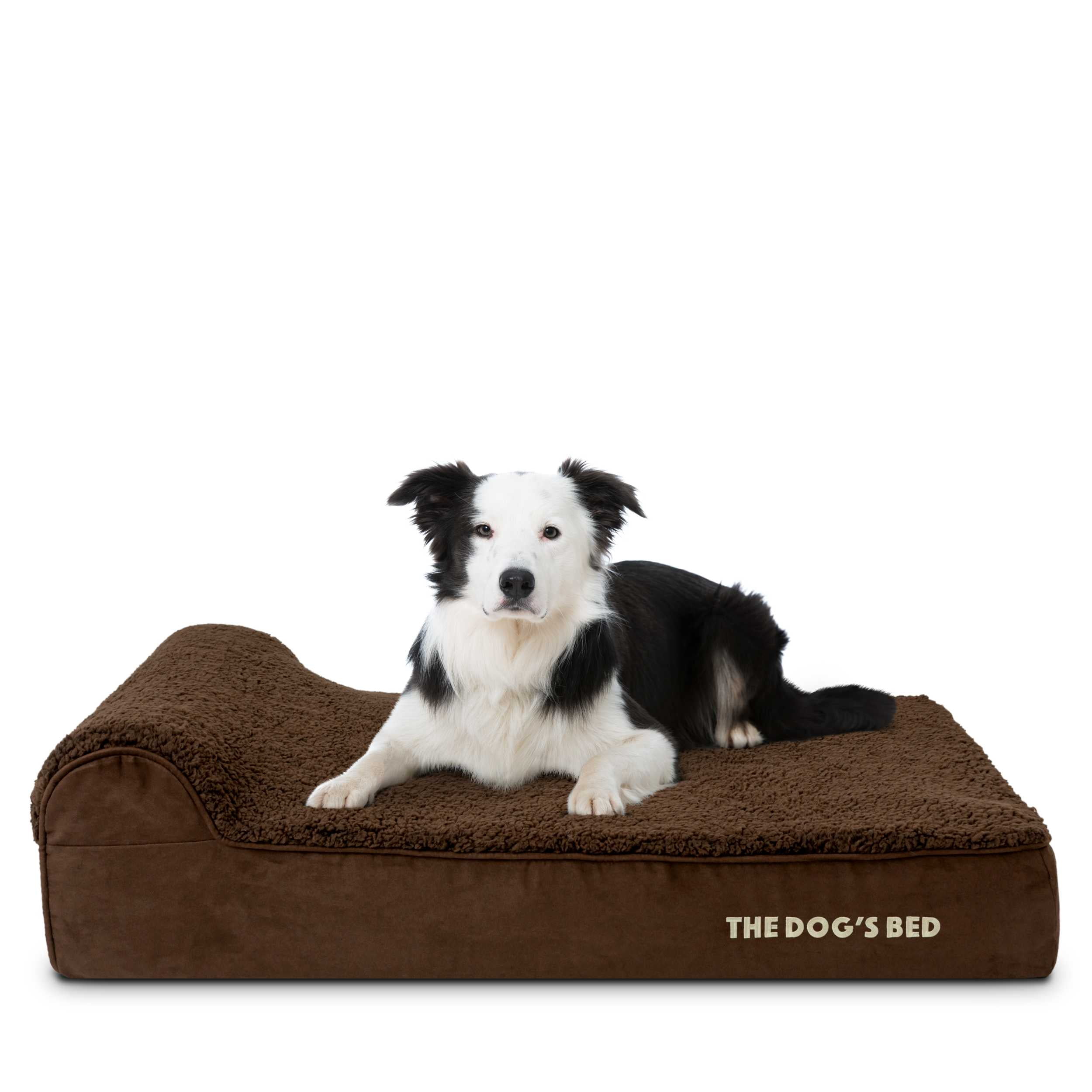 The Dog’s Bed Orthopedic Headrest Dog Bed Large Brown Plush 40x25, Memory Foam, Pain Relief forArthritis, Hip & Elbow Dysplasia, Post Surgery, Lameness, Supportive, Calming, Waterproof Washable Cover