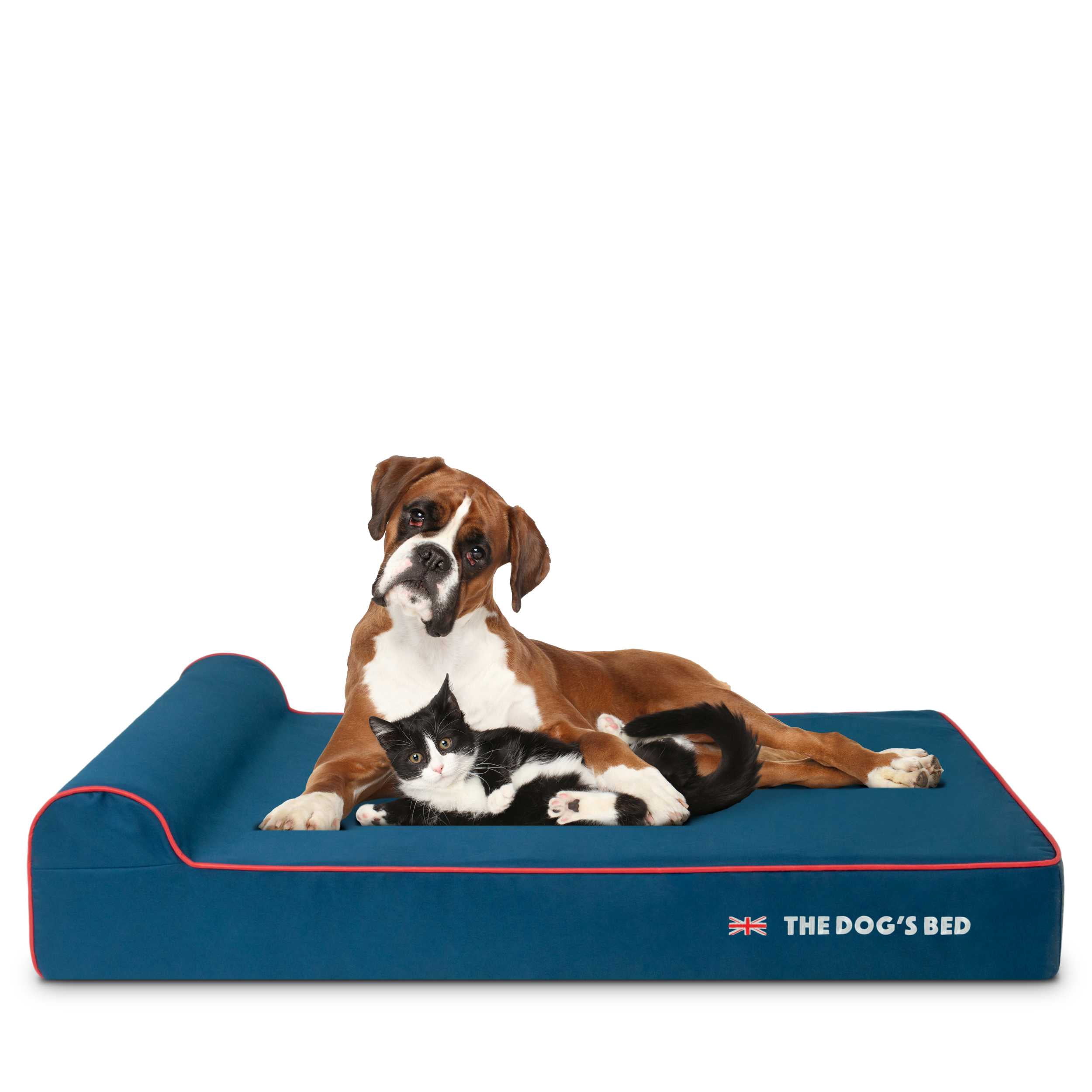 The Dog’s Bed Orthopedic Headrest Dog Bed XL Blue with Red Trim, US Flag, 46x28, Memory Foam, Pain Relief for Arthritis, Hip & Elbow Dysplasia, Post SurgeryWaterproof Washable Cover