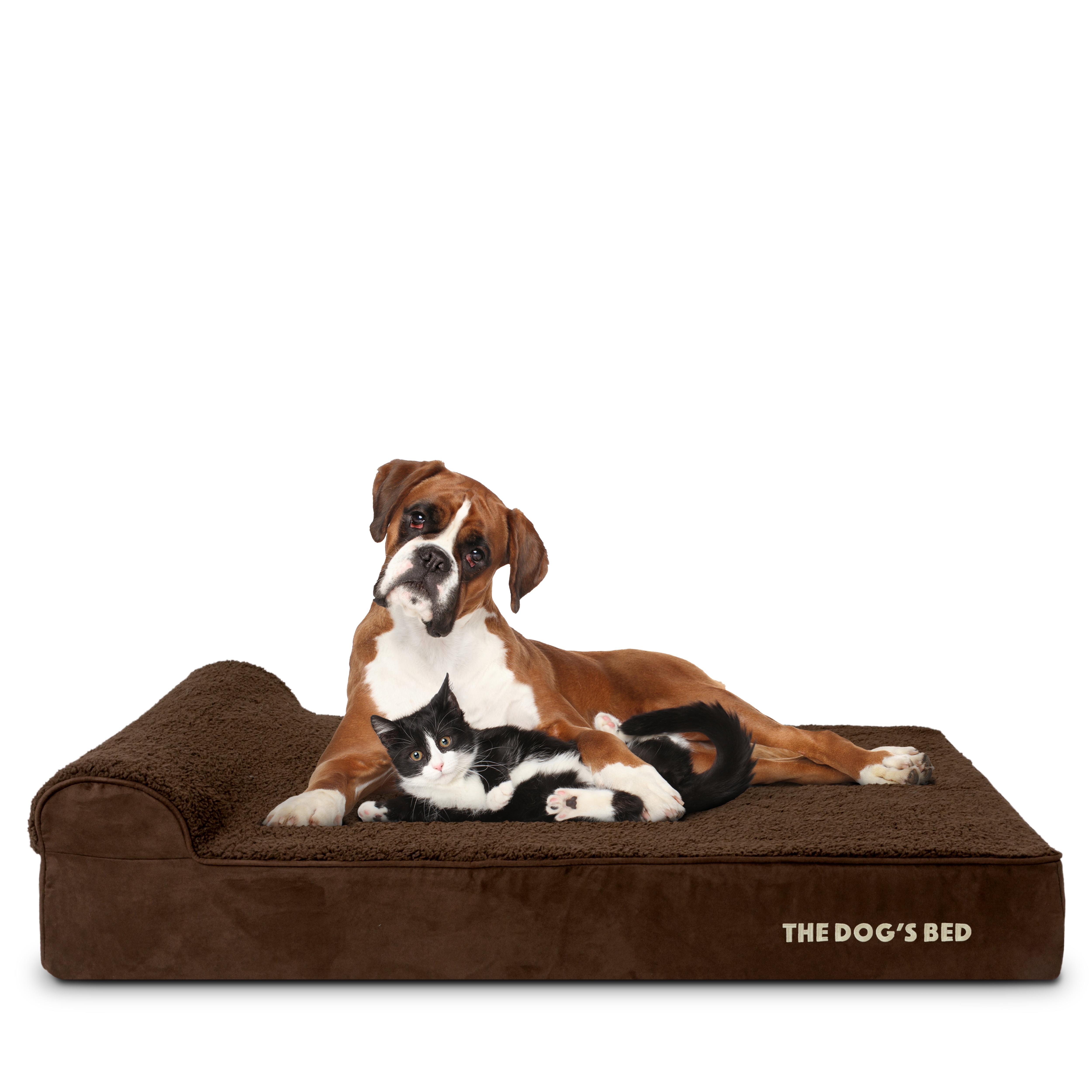 The Dog’s Bed Orthopedic Headrest Dog Bed XL Brown Plush 46x28, Memory