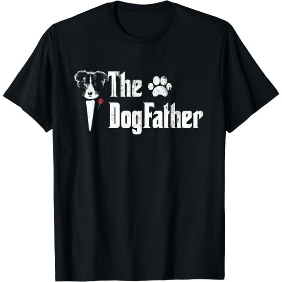 The Dogfather Border Collie Dog Dad Tshirt Father's Day Gif