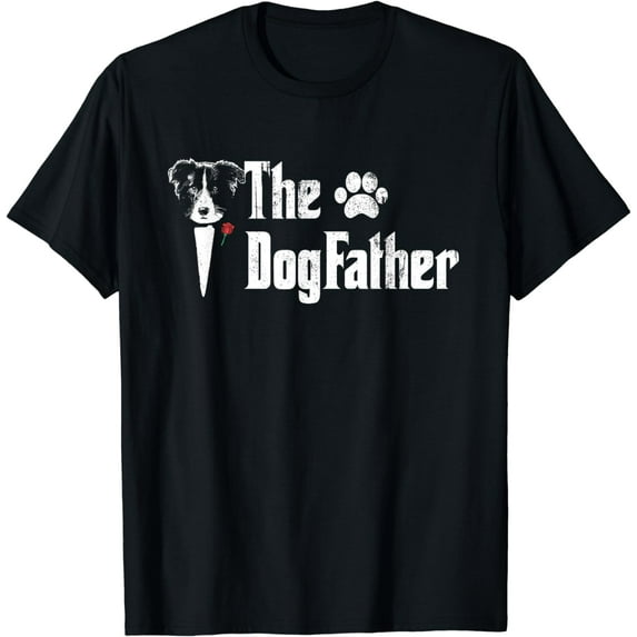The Dogfather Border Collie Dog Dad Tshirt Father's Day Gif