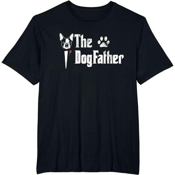 The Dogfather Boston Terrier Dog Dad Tshirt Father's Day