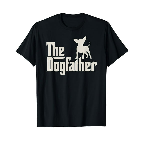 The Dogfather Chihuahua Funny Dog Owner Cotton T-Shirt Black