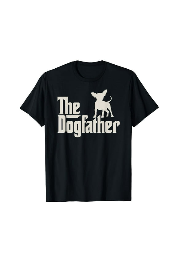 The Dogfather Chihuahua Funny Dog Owner Cotton T-Shirt Black