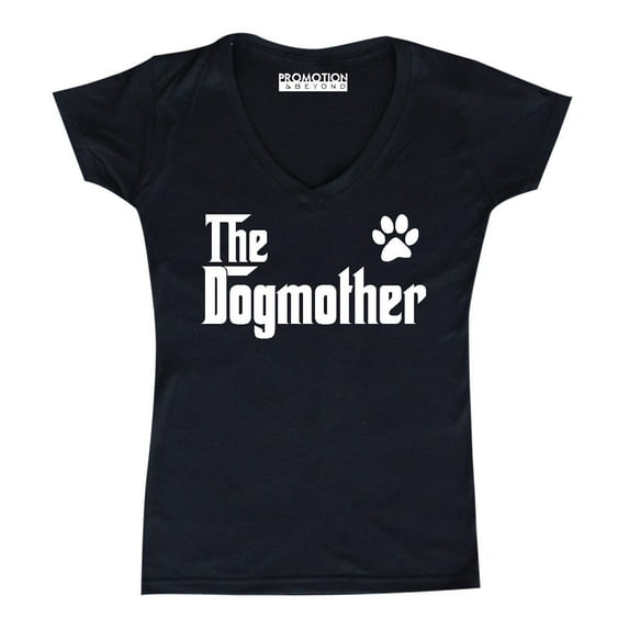 The Dogmother Dog Lovers Mother's Day Women's V-neck, L, Black