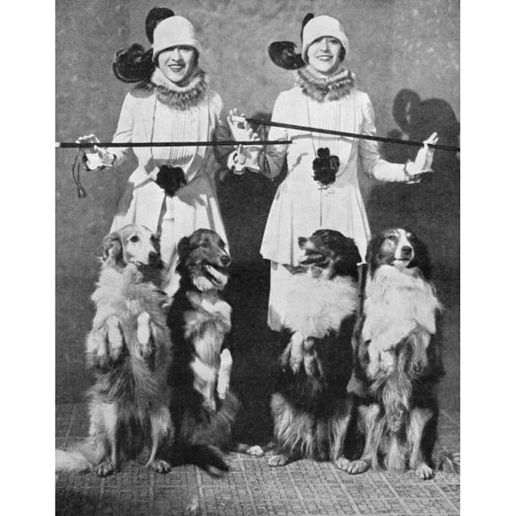 The Dolly Sisters With Their Collies Poster Print By Mary Evans Jazz Age Club Collection (24 X 36)
