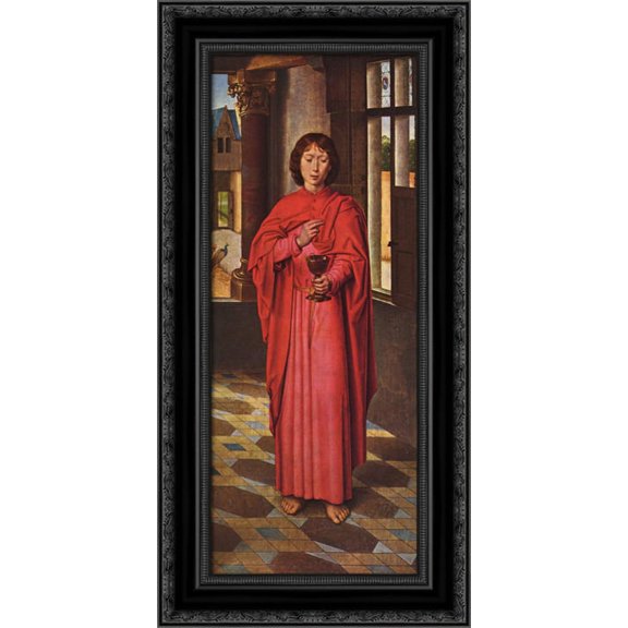 The Donne Triptych right wing 15x24 Black Ornate Wood Framed Canvas Art by Memling, Hans
