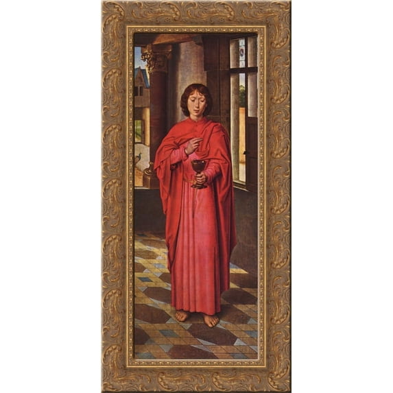 The Donne Triptych right wing 15x24 Gold Ornate Wood Framed Canvas Art by Memling, Hans