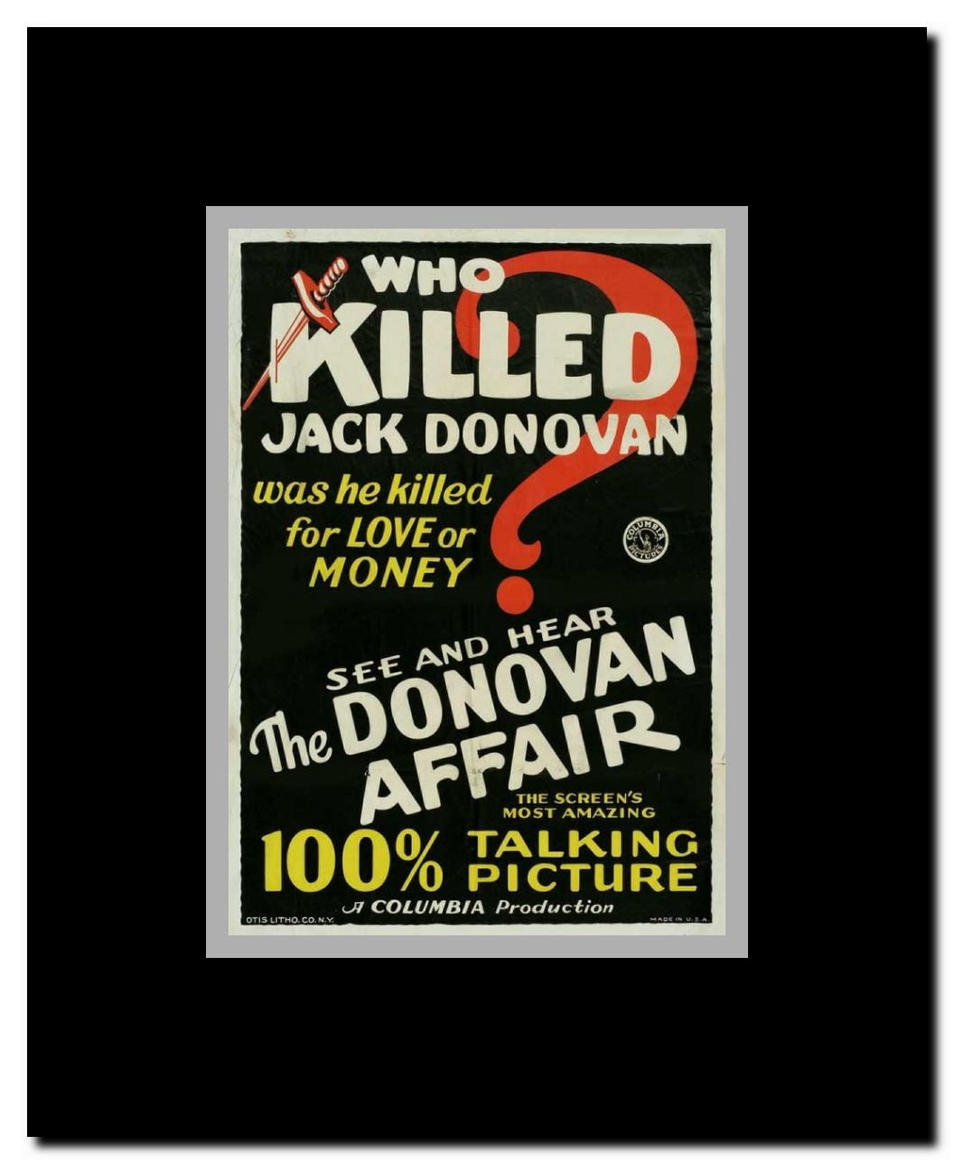 The Donovan Affair Framed Movie Poster