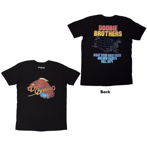 The Doobie Brothers Unisex T-Shirt Eagle (Black) (Back Print) (XX-Large)