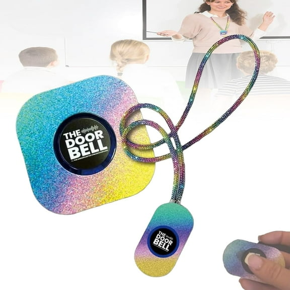 The Doorbell Sparkly Rainbow Teacher's Remote, Classroom for Teachers, Management Wireless Bell, 38 Chimes & 4-Level Volume Home, Kid Room, Office