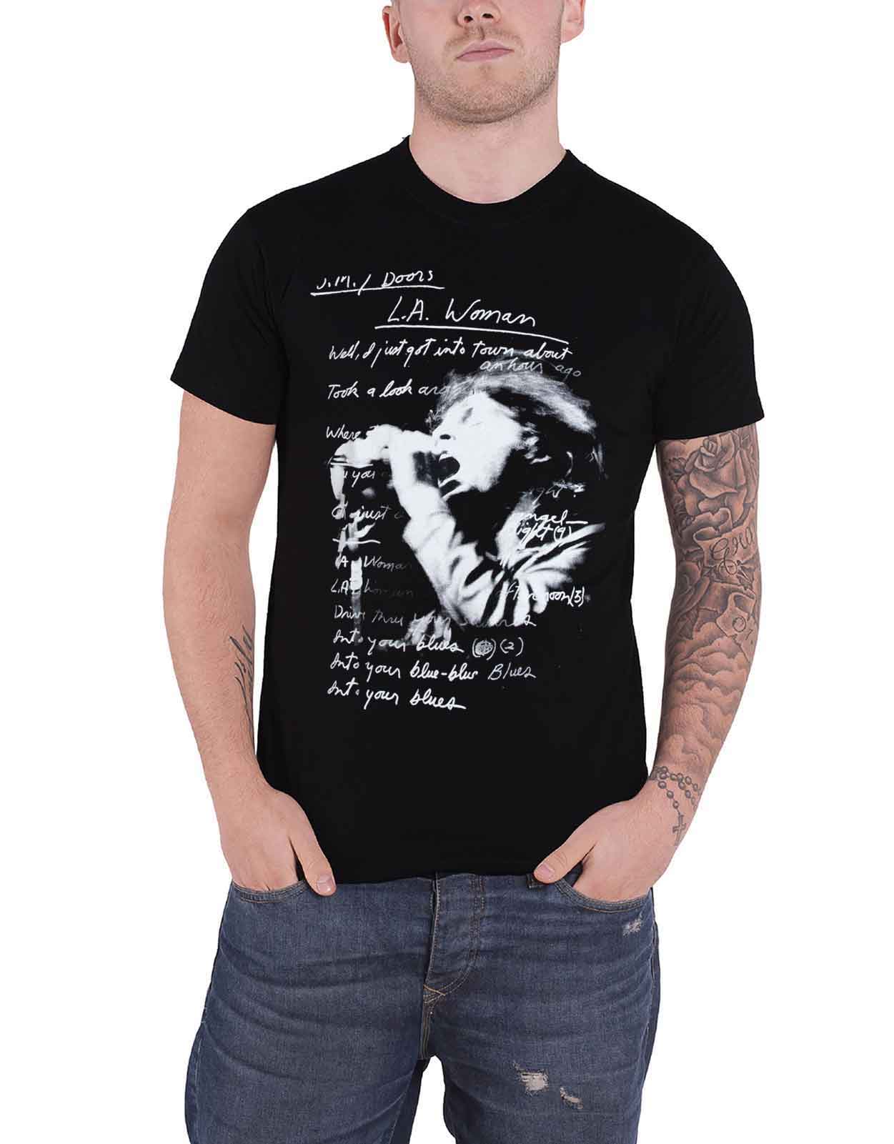 The Doors T Shirt LA Woman Lyrics Jim Morrison Logo Official Mens Black 