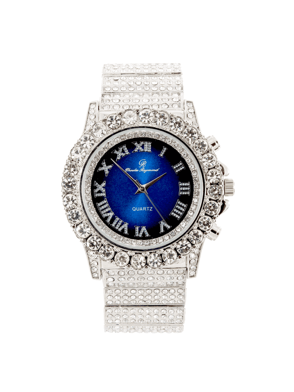 The Dope Thick Bling'ed Out Rolly Look Silver dial - Oversize Ice on Blast Metal band Men's watch- ST10238