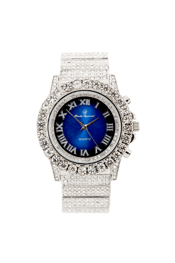 The Dope Thick Bling'ed Out Rolly Look Silver dial - Oversize Ice on Blast Metal band Men's watch- ST10238