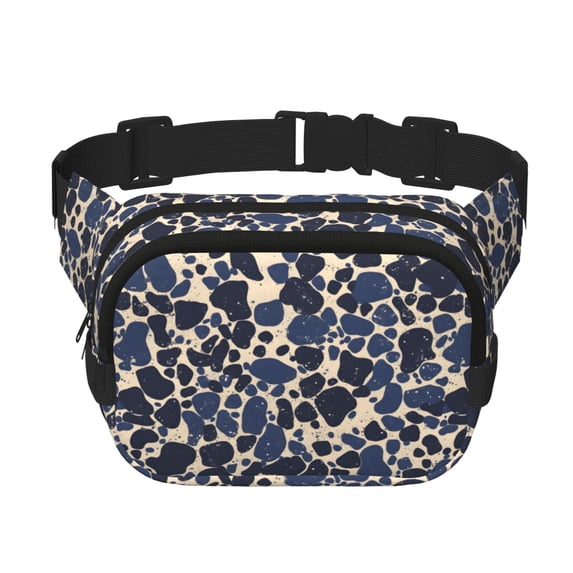 The Double-Layer Waist Bag Features A 6.3×9.1×2.8in Nylon Zipper And A Pull With A Zipper Compartment Animal Print Style Mediumslateblue_4