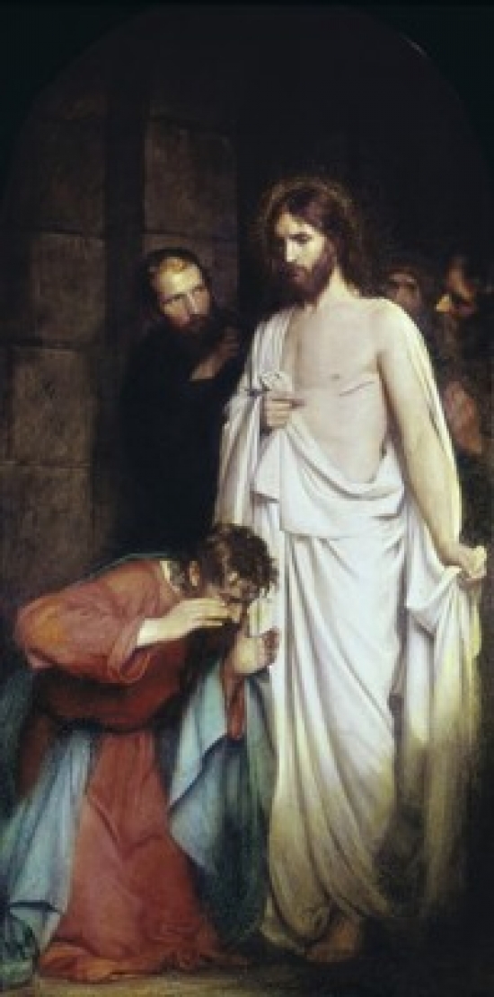 The Doubtful Thomas Carl Heinrich Bloch (1834-1890 Danish) Canvas Art - Carl Heinrich Bloch (18 x 24)
