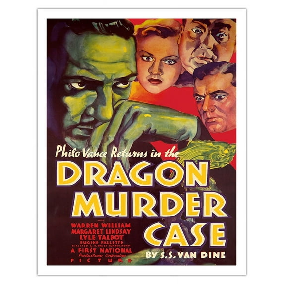 The Dragon Murder Case by S.S. Van Dine - Starring Warren William - Vintage Film Movie Poster c.1934 - Fine Art Matte Paper Print (Unframed) 11x14in