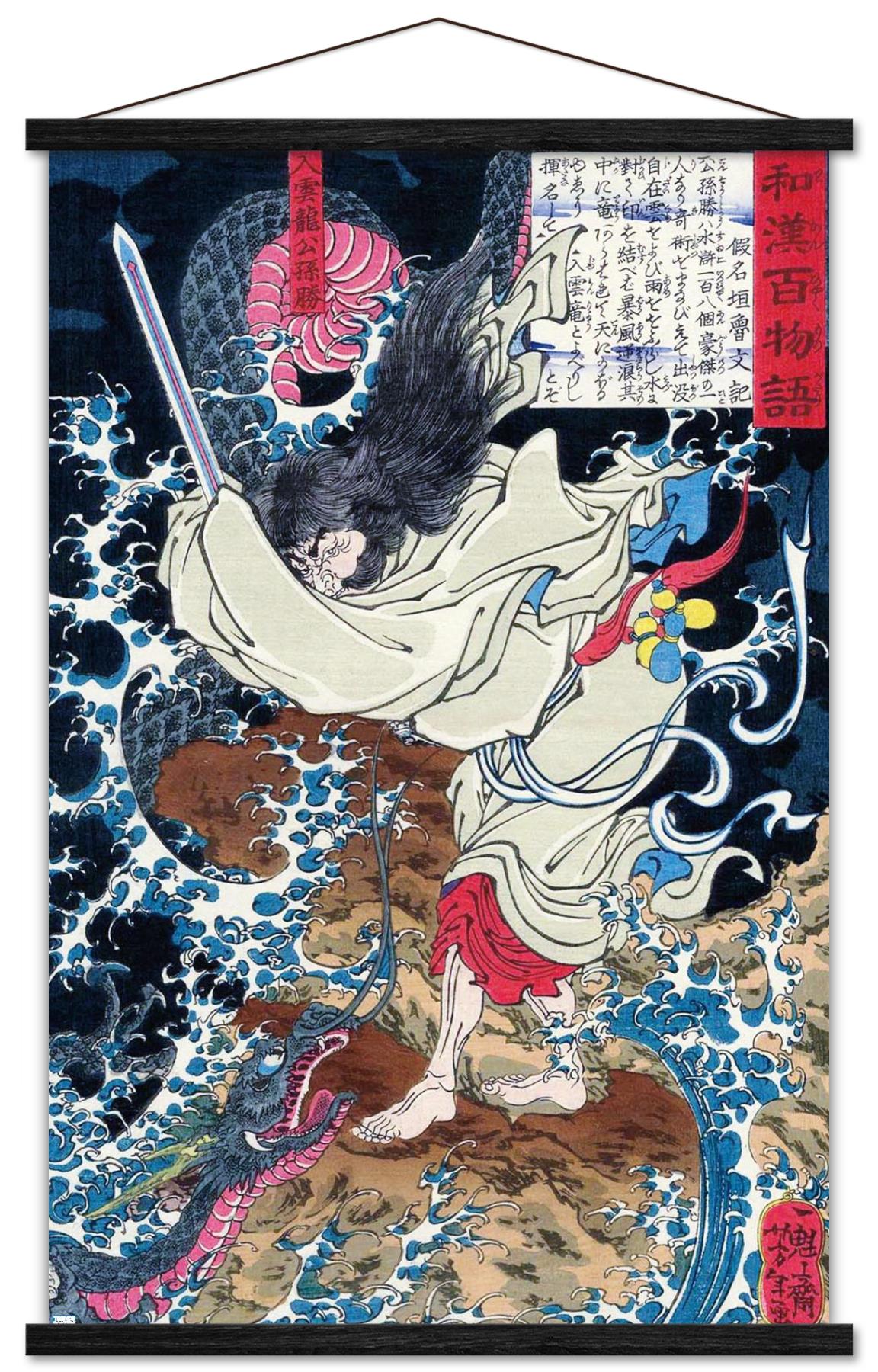 The Dragon in the Clouds by Tsukioka Yoshitoshi Wall Poster with Magnetic Frame, 22.375" x 34"