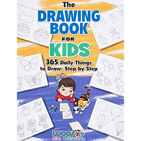 Pre-Owned The Drawing Book for Kids: 365 Daily Things to Draw, Step by Step (Woo! Jr. Kids Activities Books), 9780997799378, 0997799374, Paperback,