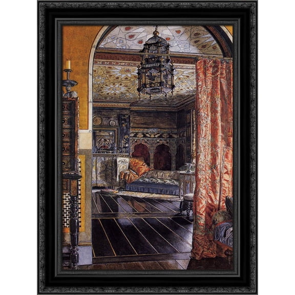 The Drawing Room at Townshend House 20x24 Black Ornate Wood Framed Canvas Art by Alma Tadema, Sir Lawrence