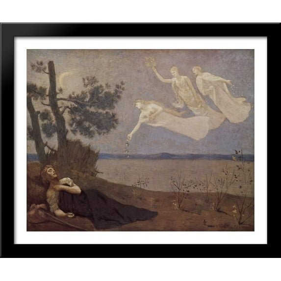 The Dream: "In his sleep he Saw Love, Glory and Wealth Appear to Him" 34x28 Large Black Wood Framed Print Art by Pierre Puvis de Chavannes