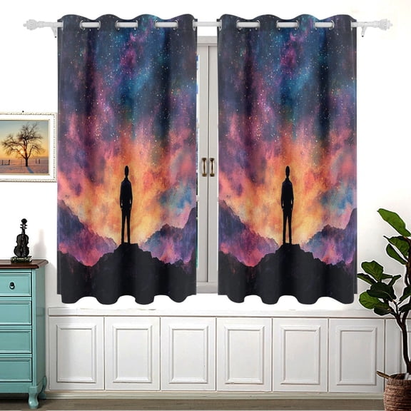 The Dreamy Starry Sky Blackout Curtains for Living Room Bedroom 55W x 54L Insulated Window Drapes 2 Panels
