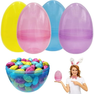 The Dreidel Company Massive Translucent Fillable Easter Eggs Colorful Bright Plastic Easter Eggs, Perfect For Easter Egg Hunt, Easter Hunt, Assorted Colors, 8" Giant Fillable Eggs (48-Pack)