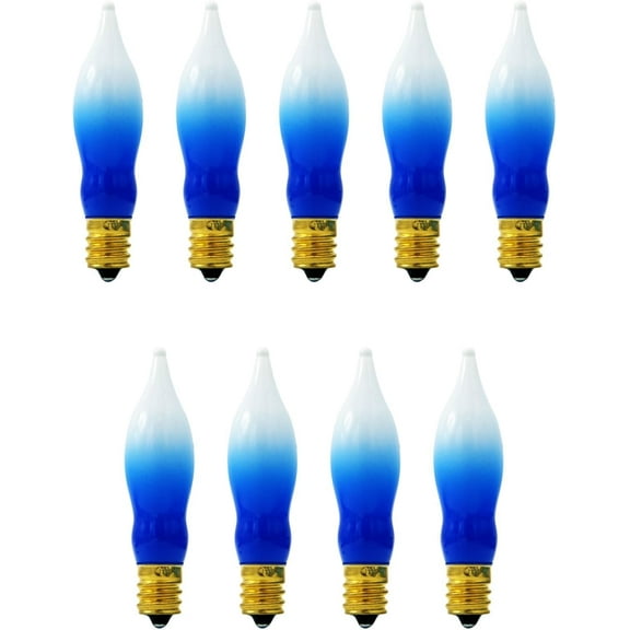 The Dreidel Company Menorah Bulbs, 9 Blue & White Electric Menorah Flame Shaped Replacement Bulbs, 4 watts (12-Pack)